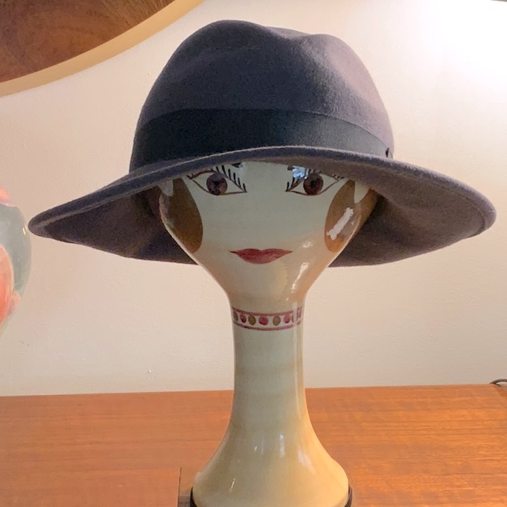 Mr. HI’s Classic Vintage Dark Grey Wool Felt- Wide Brim Women’s Hat- M/L